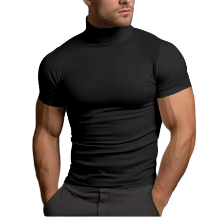 "Herr kortärmad turtleneck i modern stil, ljus färg, slät yta. Perfekt för vardag eller formella tillfällen. Elegant passform