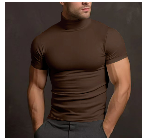 "Herr kortärmad turtleneck i modern stil, ljus färg, slät yta. Perfekt för vardag eller formella tillfällen. Elegant passform