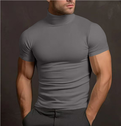 "Herr kortärmad turtleneck i modern stil, ljus färg, slät yta. Perfekt för vardag eller formella tillfällen. Elegant passform