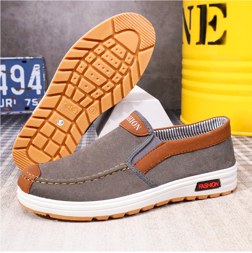 "Herr loafers plusstorlek, lättvikt, vintage design, slip-on, bomullstyg, tidlös stil, perfekt passform för större fötter"