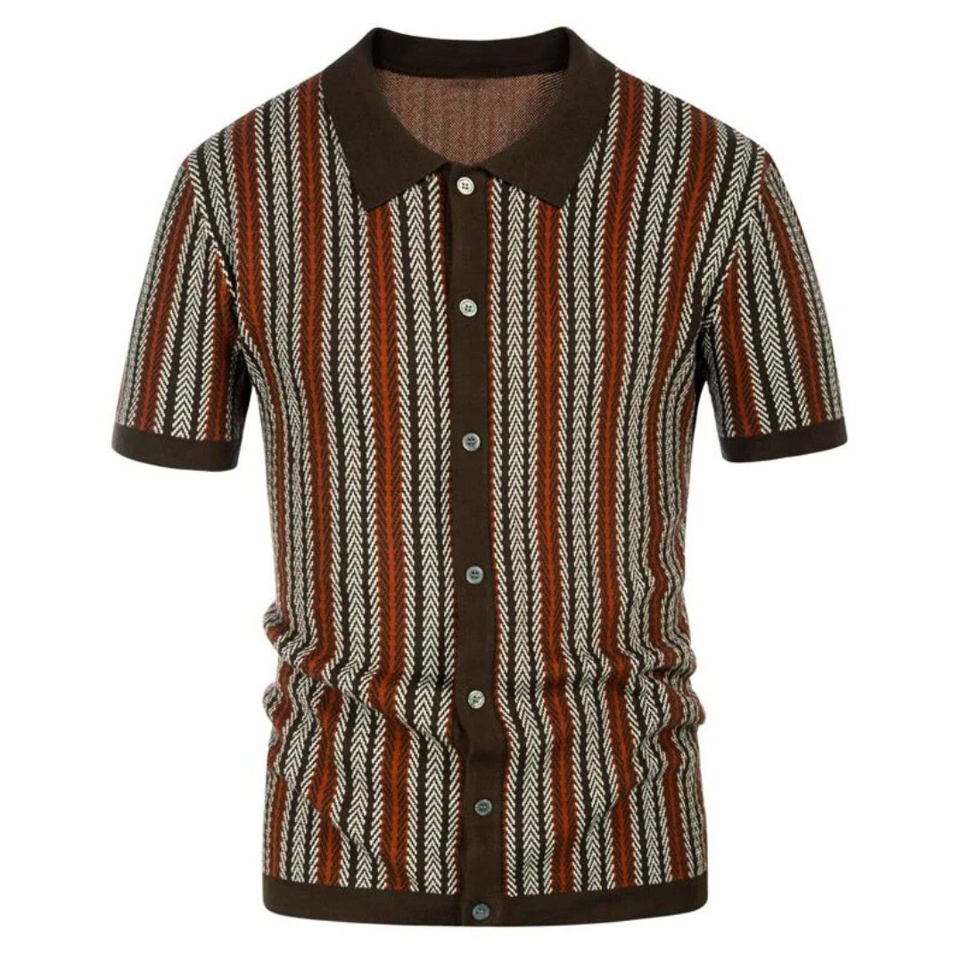"Herr polo tröja med chevron knappdesign och andningsbart material, idealisk för både vardag och formella tillfällen."