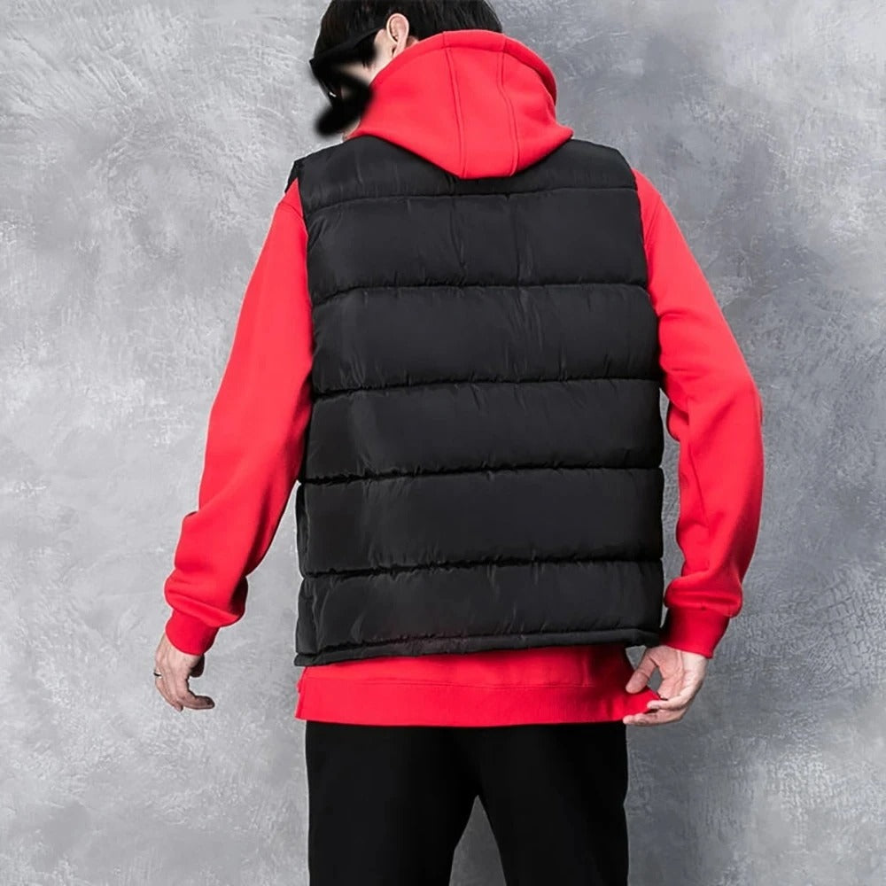 "Herr ärmlös bodywarmer väst med ståkrage, marinblå, elegant och funktionell med dragkedja och justerbar passform"