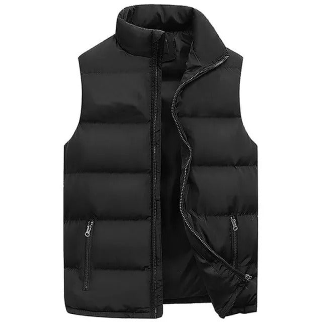 "Herr ärmlös bodywarmer väst med ståkrage, marinblå, elegant och funktionell med dragkedja och justerbar passform"