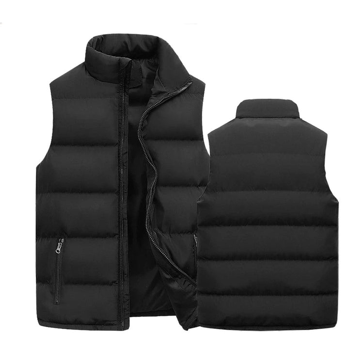 "Herr ärmlös bodywarmer väst med ståkrage, marinblå, elegant och funktionell med dragkedja och justerbar passform"