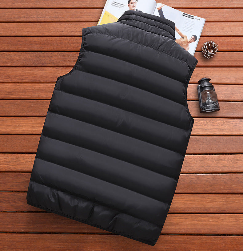 "Herr ärmlös bodywarmer väst med ståkrage, marinblå, elegant och funktionell med dragkedja och justerbar passform"