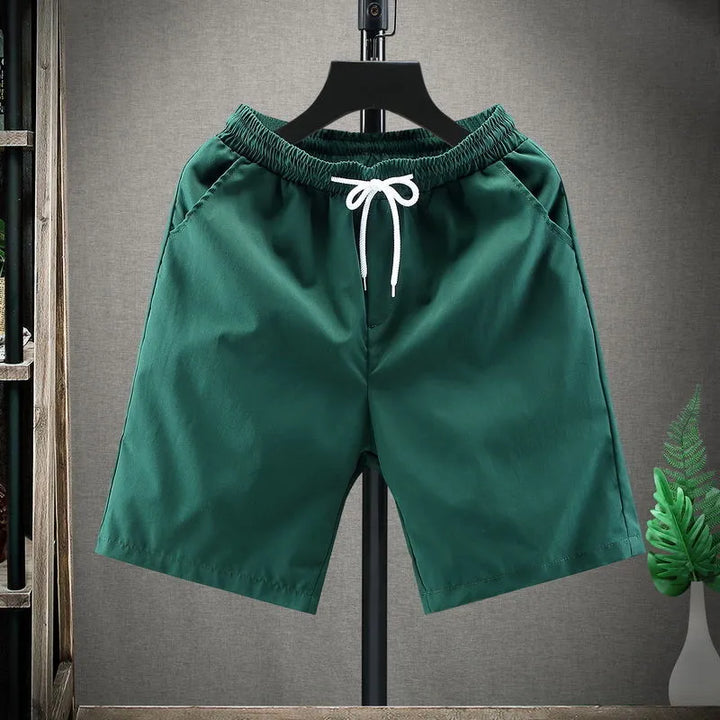 "Herr shorts i cordmaterial med justerbar snörning, avslappnad passform, beige färg för stil och komfort."