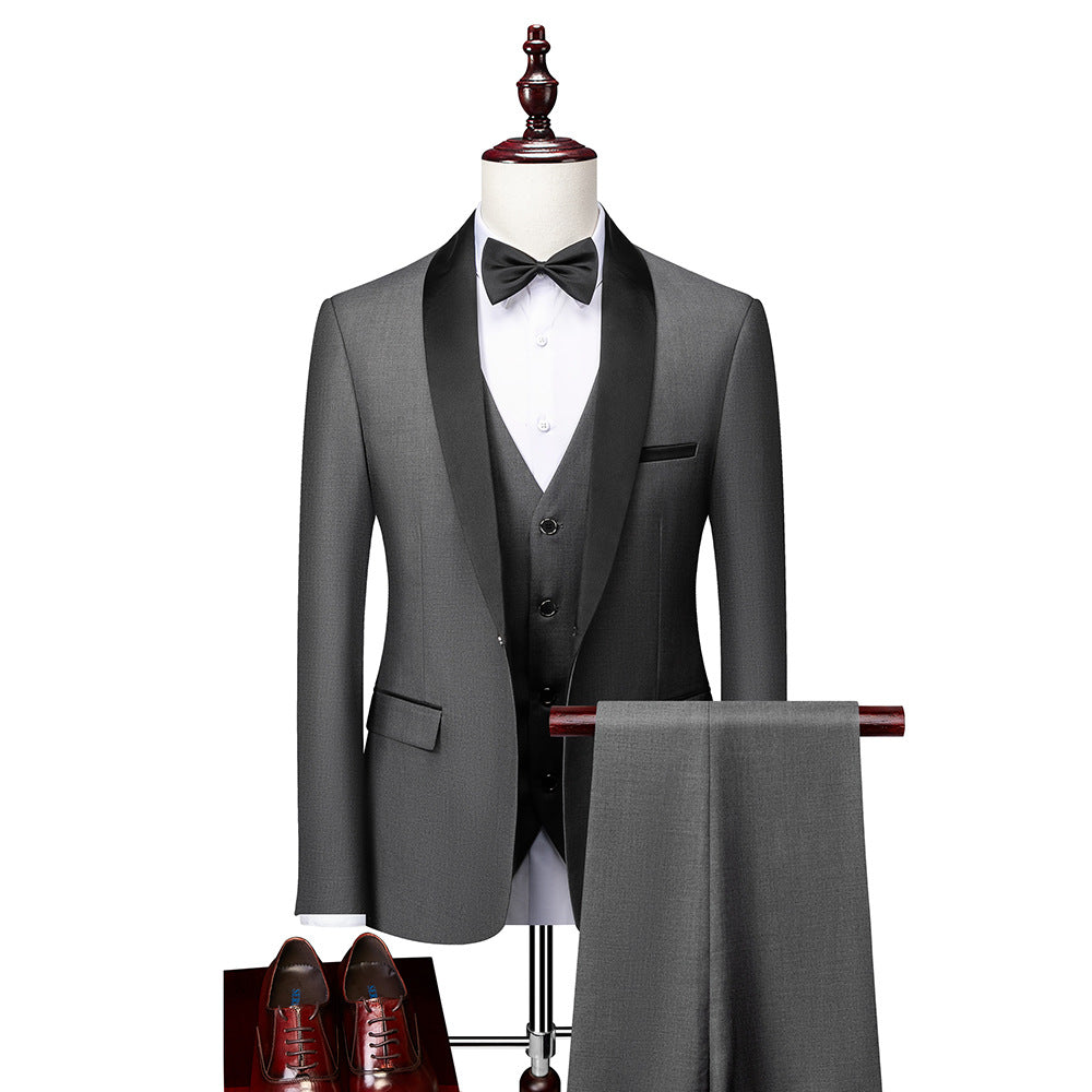 "Herr slim fit 3-delat kostymset i ull, elegant design med blazer, väst och byxor för formella tillfällen."
