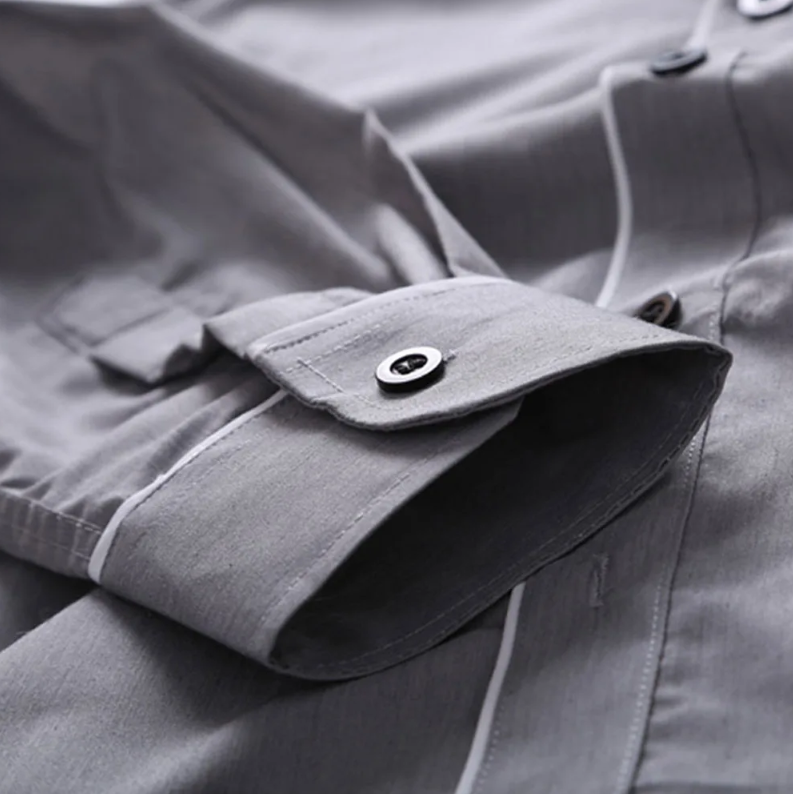 "Herr slim fit långärmad blus, elegant skräddarsydd design, andningsbart tyg, ideal för både formellt och avslappnat bruk."