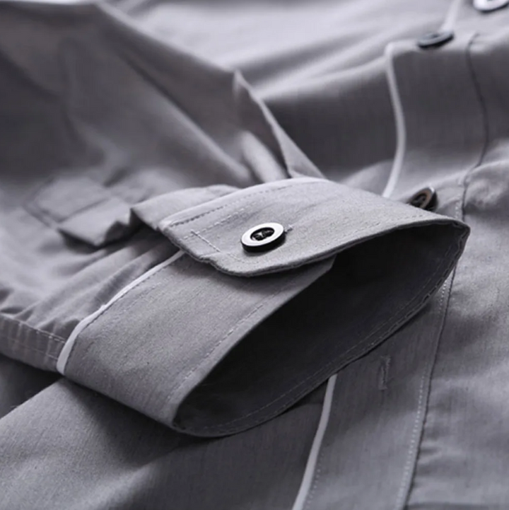 "Herr slim fit långärmad blus, elegant skräddarsydd design, andningsbart tyg, ideal för både formellt och avslappnat bruk."