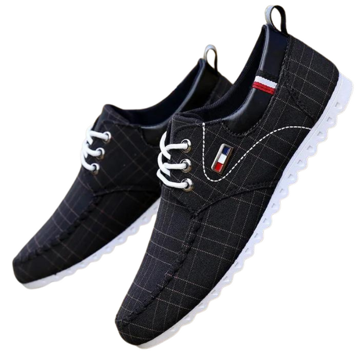 Herr sneakers i andningsbar canvas med halkskydd, casual stil, robust gummisula, idealisk för alla tillfällen.