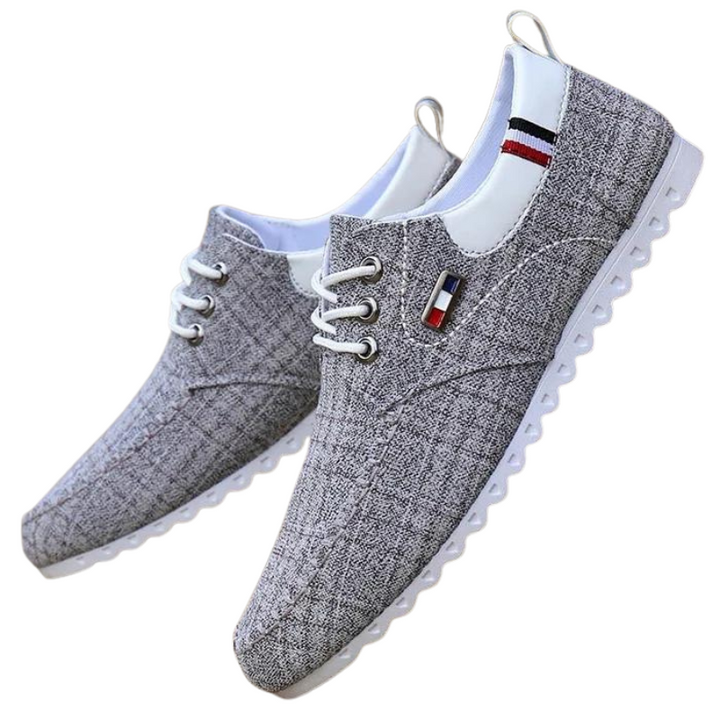 Herr sneakers i andningsbar canvas med halkskydd, casual stil, robust gummisula, idealisk för alla tillfällen.