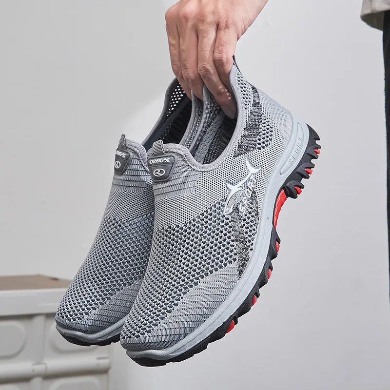 "Herr sneakers, lätt meshdesign, syntetisk blandning, fritidsskor, flexibel sula, andningsbar och stilren utseende."
