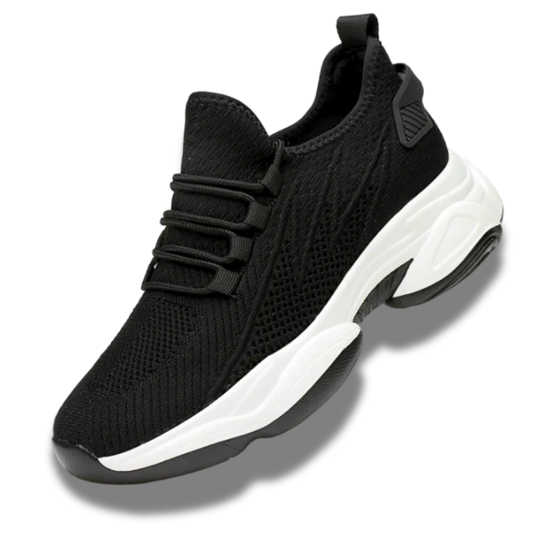 Herr sneakers med dolda höjd för elegans, minimalistisk design, subtil höjning, grå med vit sula, ergonomisk passform.
