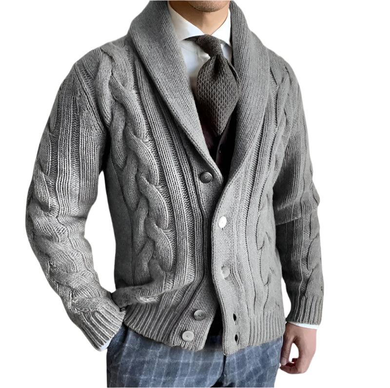 Herr stickad cardigan i merinoull, flertal färger; mjuk, andningsbar textur; elegant passform för alla tillfällen.