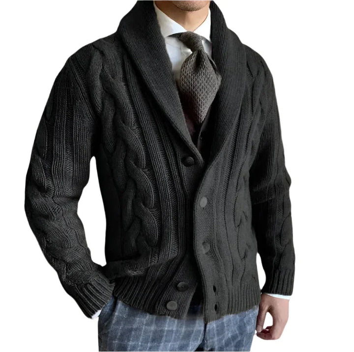 Herr stickad cardigan i merinoull, flertal färger; mjuk, andningsbar textur; elegant passform för alla tillfällen.