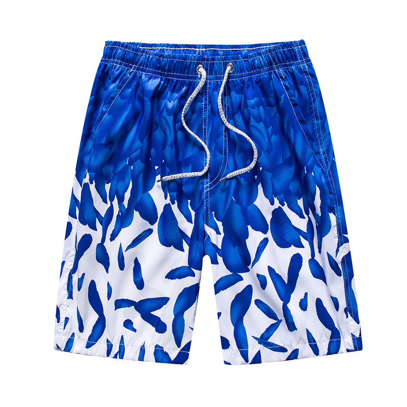 "Herr strandshorts med mönster, lätt bomull, snabbtorkande, elastisk midja och dragsko, perfekt för stranddagar."