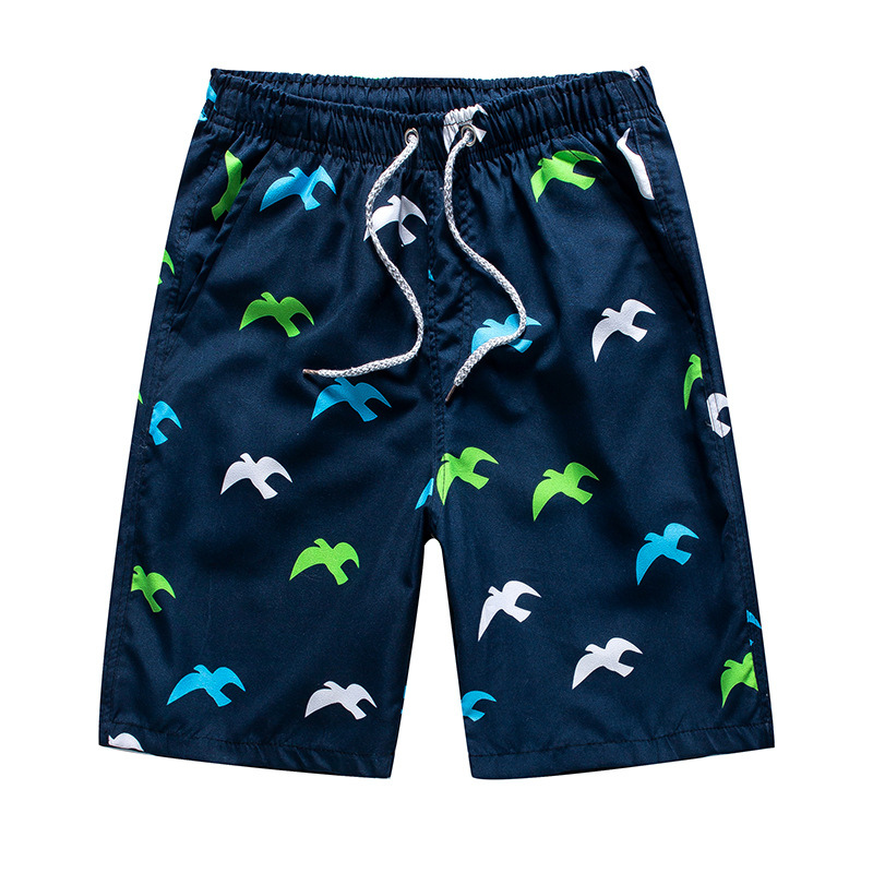 "Herr strandshorts med mönster, lätt bomull, snabbtorkande, elastisk midja och dragsko, perfekt för stranddagar."