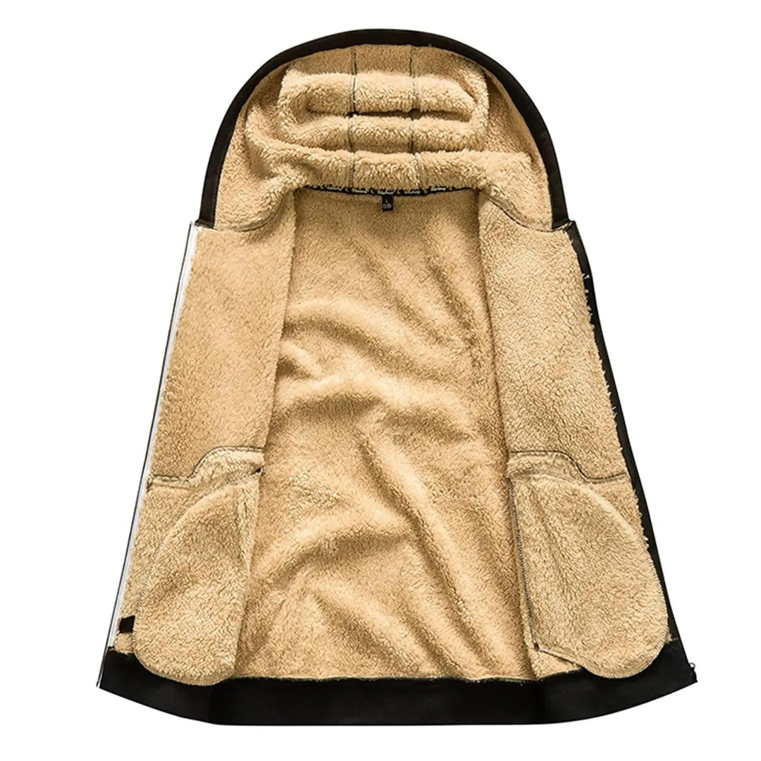 "Herr vinterhoodie i lammull med dragkedja, elegant design i grått, perfekt för stil och värme under kalla dagar."