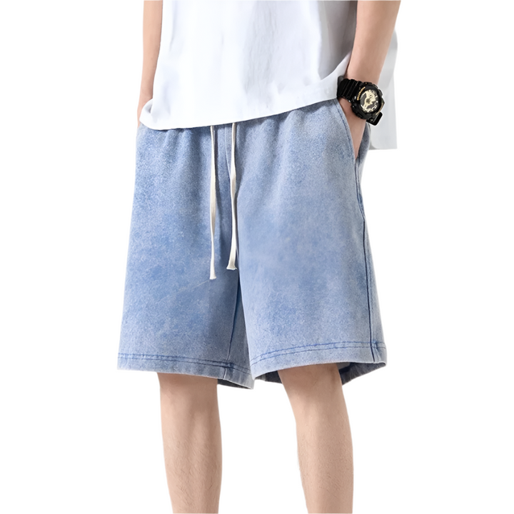 "Herrar dragsko cotton shorts i bomull med unik design, justerbar dragsko och fickor för stil och komfort."