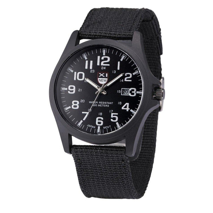 "Herrar militärt armbandsur med lysande urtavla, stoppur, rostfritt stål och silikonrem, perfekt för äventyr och vardagsbruk.