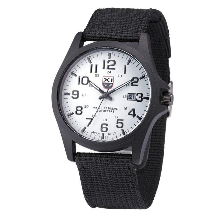 "Herrar militärt armbandsur med lysande urtavla, stoppur, rostfritt stål och silikonrem, perfekt för äventyr och vardagsbruk.