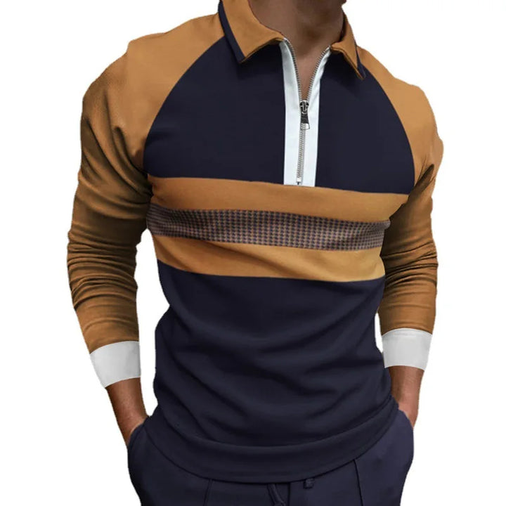 "Herrar polotröja i högkvalitativ polyester med zip krage, slim fit, elegant svart design för modern stil."