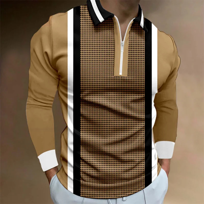 "Herrar polotröja i högkvalitativ polyester med zip krage, slim fit, elegant svart design för modern stil."