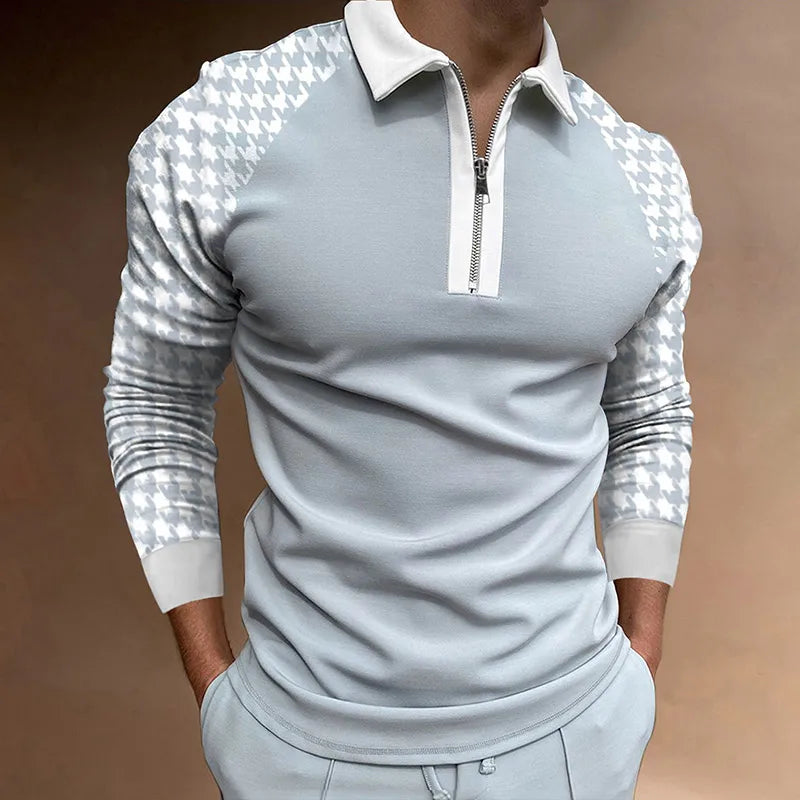 "Herrar polotröja i högkvalitativ polyester med zip krage, slim fit, elegant svart design för modern stil."