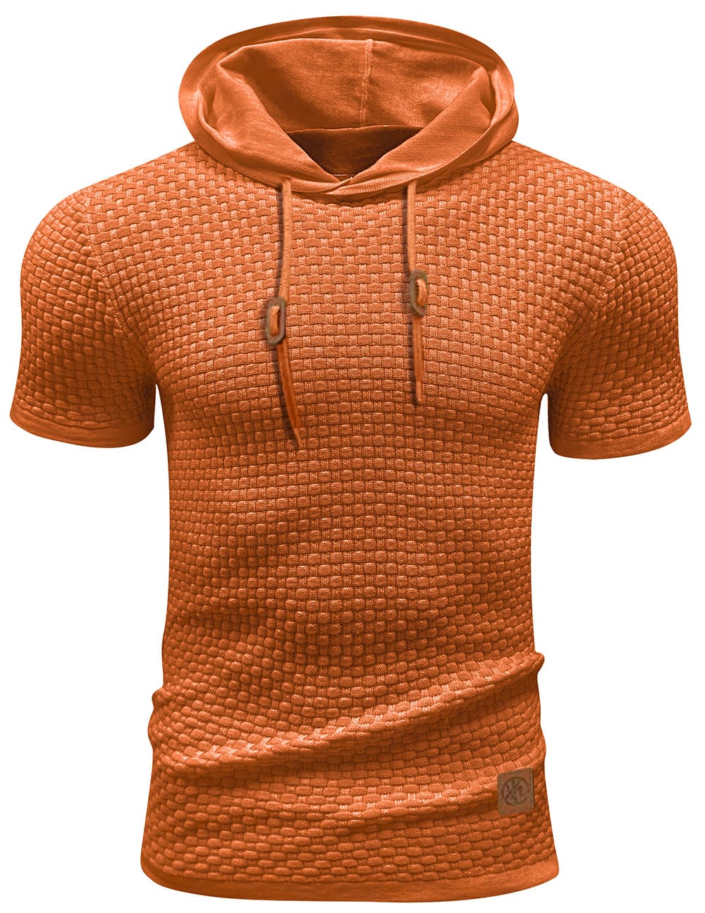 "Herrarnas kortärmad hoodie i stilren polyester, modern design, perfekt för träning och vardag, ljusgrå ton."