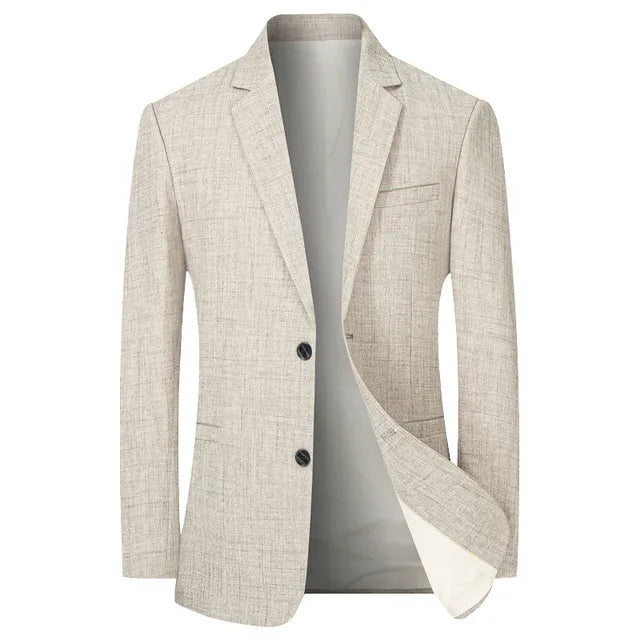 "Herrblazer smal passform i blått, polyester, vintage stil, elegant look för stilmedvetna män, perfekt för alla tillfällen."