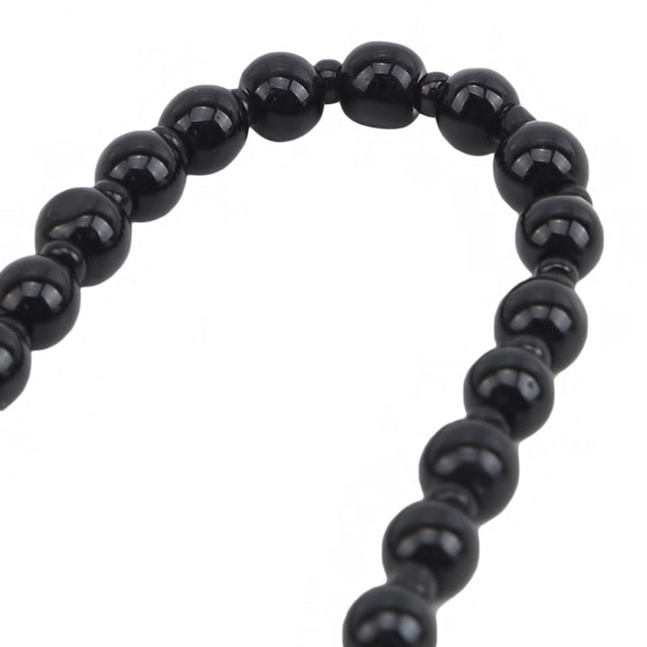 Herrens Yin Yang Halsband i svart obsidian med mantrapärla, elegant design som främjar balans och inre frid.