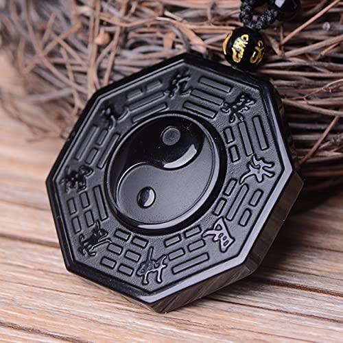 Herrens Yin Yang Halsband i svart obsidian med mantrapärla, elegant design som främjar balans och inre frid.