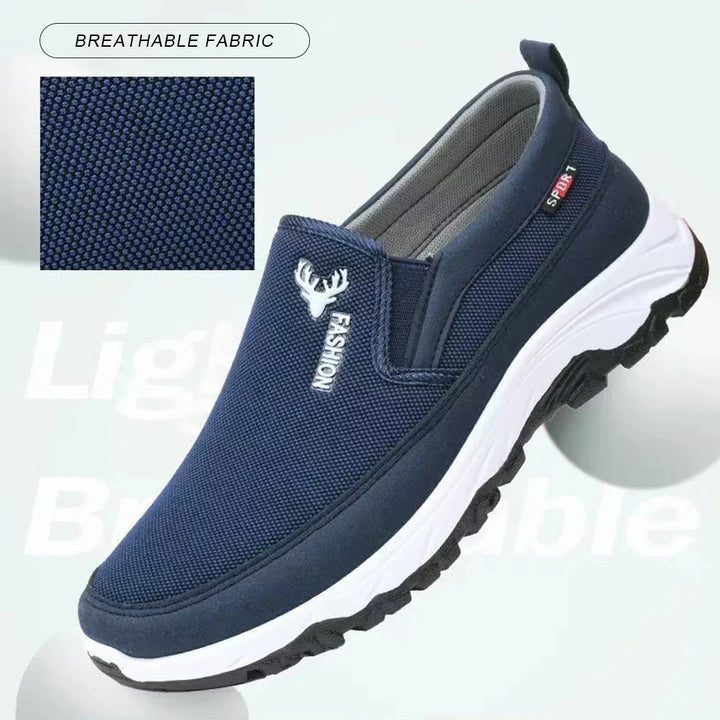 Herrens andningsbara löparskor i mesh med slip-on design och non-slip sula för utomhusanvändning, perfekt för äventyr.