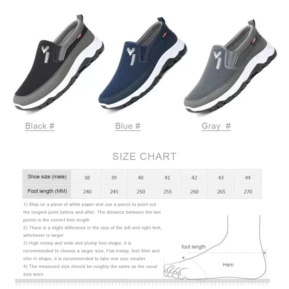 Herrens andningsbara löparskor i mesh med slip-on design och non-slip sula för utomhusanvändning, perfekt för äventyr.