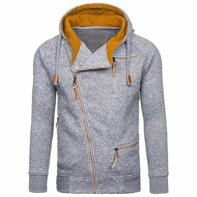 "Herrens långärmad hoodie med termiskt fleecefoder, sportig huva, enkel färg, mjuk bomull."