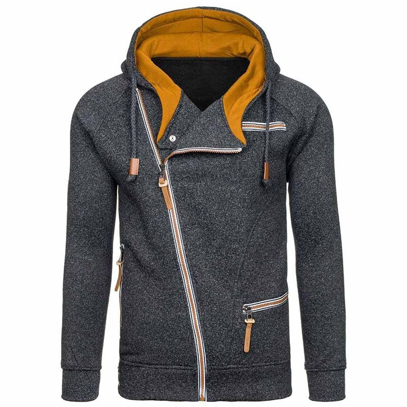 "Herrens långärmad hoodie med termiskt fleecefoder, sportig huva, enkel färg, mjuk bomull."