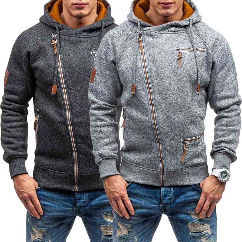 "Herrens långärmad hoodie med termiskt fleecefoder, sportig huva, enkel färg, mjuk bomull."