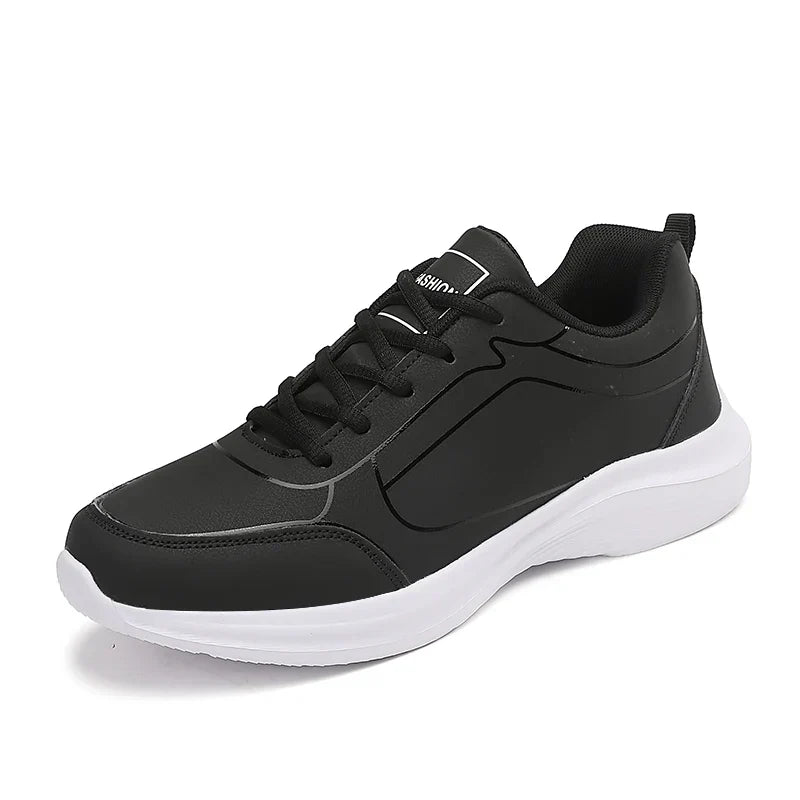 Herrens vinter andningsbara sneakers i syntetiskt material, eleganta med anti-glid sula, perfekta för kalla dagar.