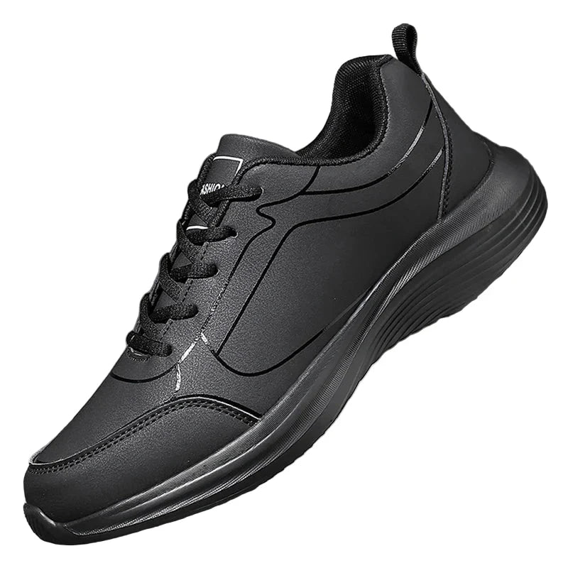Herrens vinter andningsbara sneakers i syntetiskt material, eleganta med anti-glid sula, perfekta för kalla dagar.