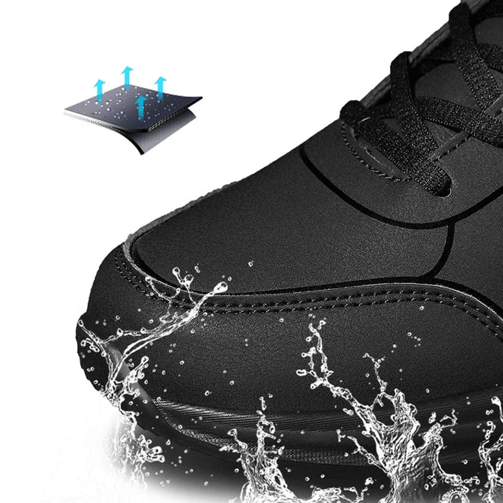 Herrens vinter andningsbara sneakers i syntetiskt material, eleganta med anti-glid sula, perfekta för kalla dagar.