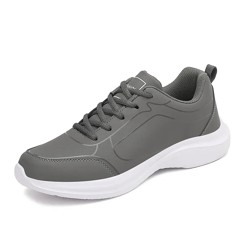 Herrens vinter andningsbara sneakers i syntetiskt material, eleganta med anti-glid sula, perfekta för kalla dagar.