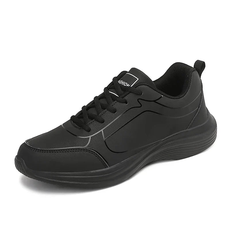 Herrens vinter andningsbara sneakers i syntetiskt material, eleganta med anti-glid sula, perfekta för kalla dagar.