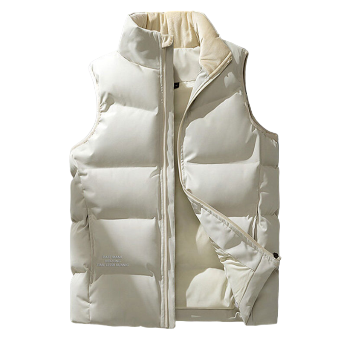 "Herrgilet med dragkedja, lätt och andningsbar, i tidlös design. Perfekt för både vardag och formella tillfällen."