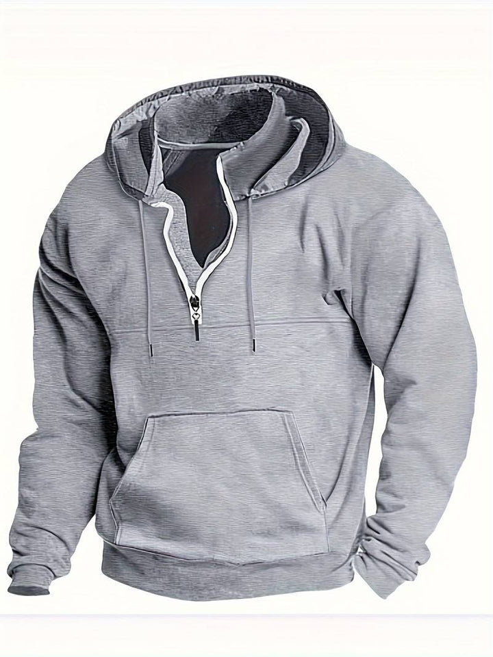 "Herrhoodie i bomull, burgund. Elegant och bekväm för fritid och aktiviteter. Tidlös stil, trendiga färger."