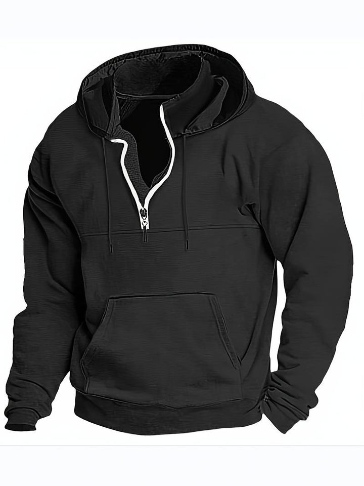 "Herrhoodie i bomull, burgund. Elegant och bekväm för fritid och aktiviteter. Tidlös stil, trendiga färger."