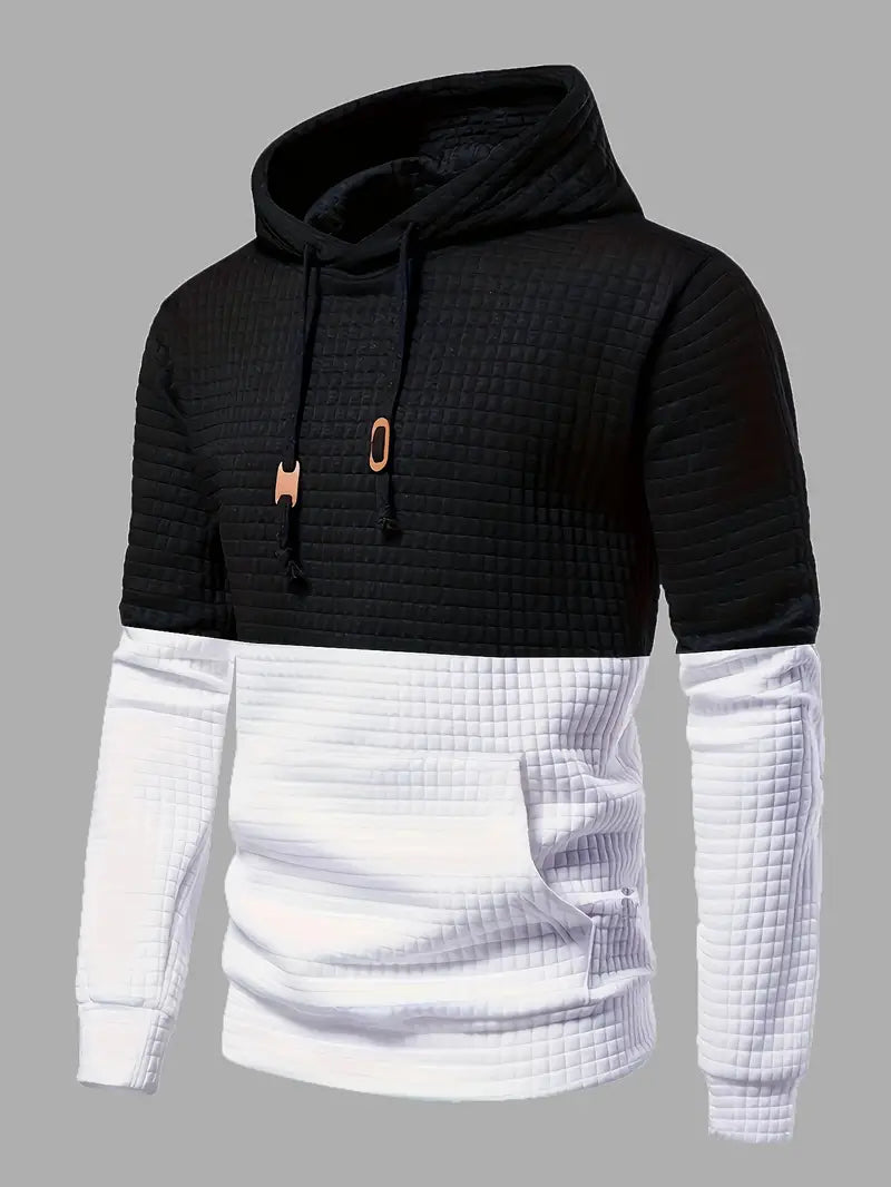"Herrhoodie med våffelmönster i mjuk tygblandning, perfekt för både avslappnade och formella tillfällen."