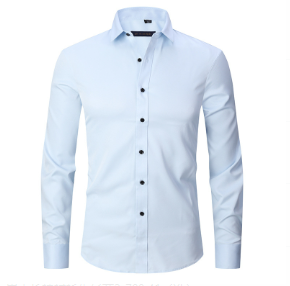 Herrskjorta slim fit vit stretch, spetsig krage, idealisk för smart casual; stilren och bekväm med lättskött tyg.