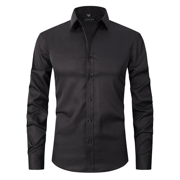 Herrskjorta slim fit vit stretch, spetsig krage, idealisk för smart casual; stilren och bekväm med lättskött tyg.