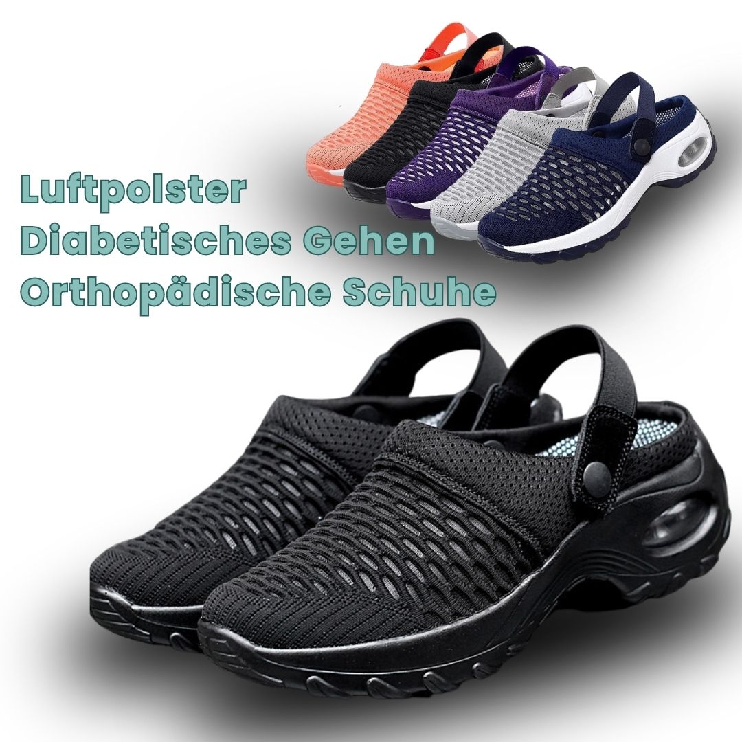 "Herrskor för diabetiker med luftkuddar och andningsbar mesh, flexibel design, breda tår, idealisk för komfort."