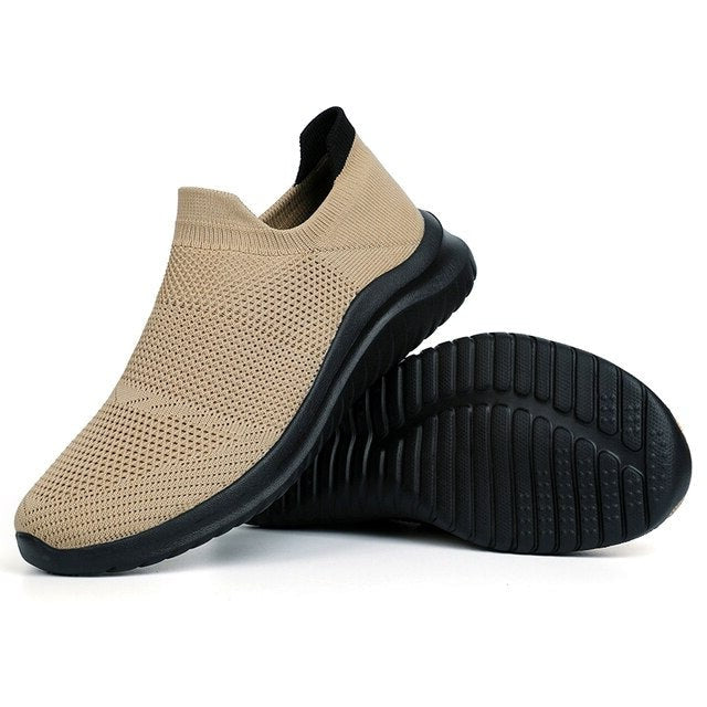 "Herrskor sneakers andningsbart tyg, modernt design, ljus och mörk färgkombination, ideal för stil och komfort"